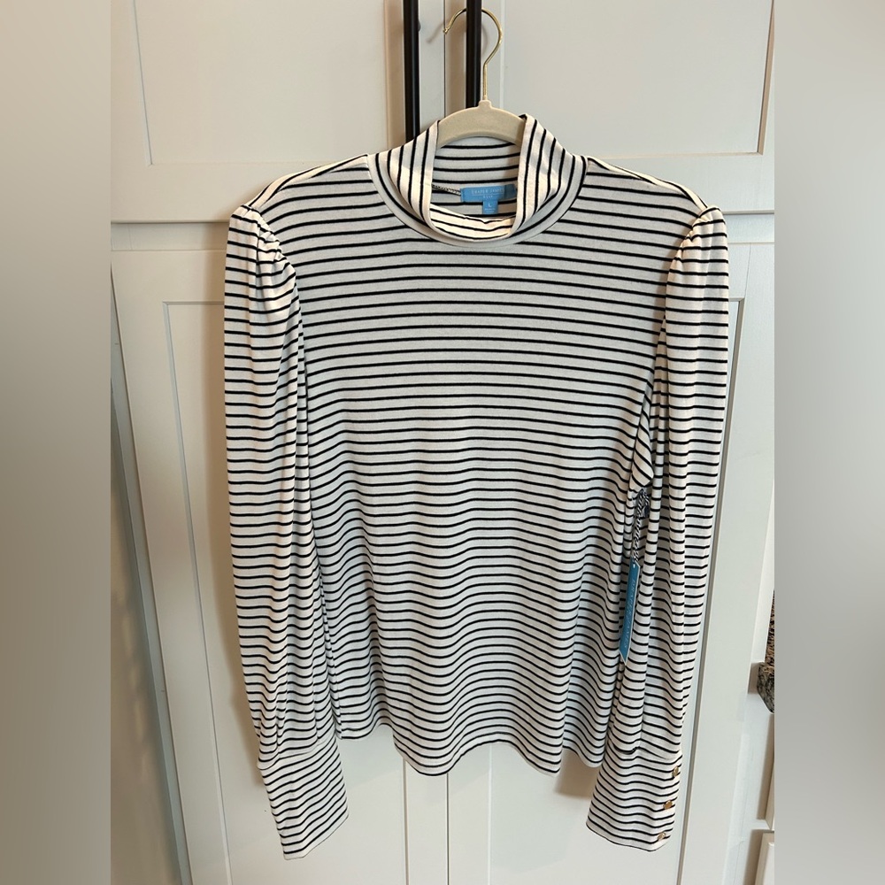 Draper James Classic Black and White Striped Top